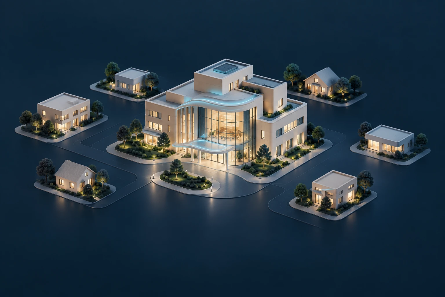 مجسّم معماري توضيحي لعيادة وسط حي سكني